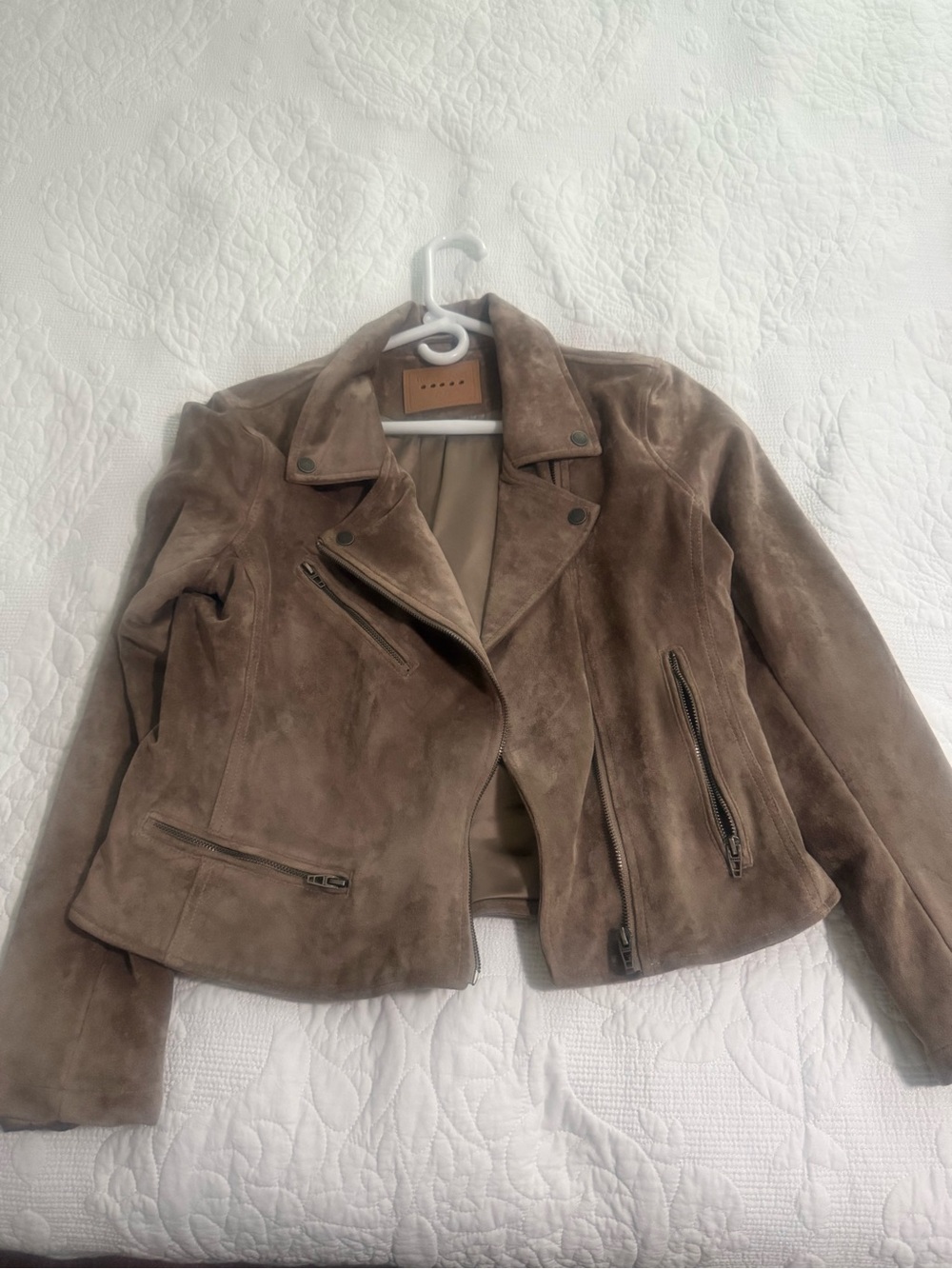 Blank NYC Taupe Suede Moto Jacket